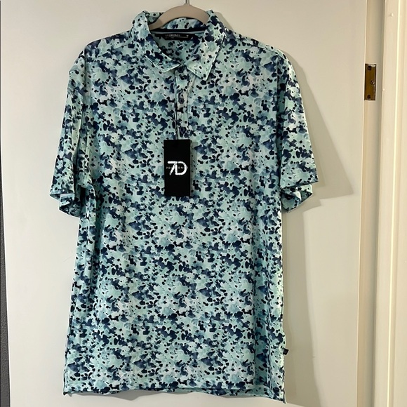 7 Diamonds Blue Peint Polo Shirt Relaxed Fit - Picture 1 of 6